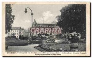 Old Postcard Wiesbaden Blumengarten Kur vor dem haus mit Blick auf Nas