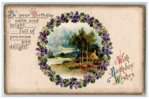 Columbus Wisconsin WI Postcard Birthday Wishes Flowers Winsch Back Embossed 1910