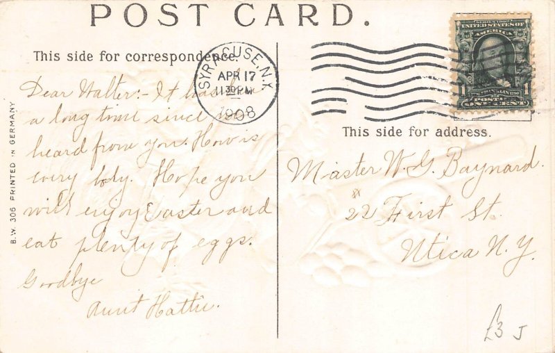 Easter 1908 Humanized Rabbits Soldier Chicken Canon Eggs embossed postcard B886