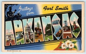 Large Letter Linen FORT SMITH, ARKANSAS  AR ~ c1940s Curteich Postcard