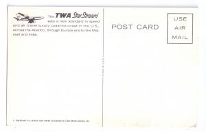 TWA Star Stream Boeing 707 Jet Airliner Airplane Vintage Aviation Postcard