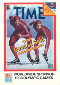 TIME Magasine Postcard Sponsor 1988 Olympic Games US Dazzlers Eric & Beth Heiden