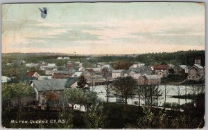 Milton Queens Co N.S. Nova Scotia Birdseye Postcard 1910s H81