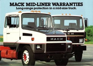 1985 Mack Mid-Liner Truck Warranty Advertising Postcard Vintage Auto