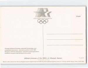 Postcard Gymnast Performs at 1984 Los Angeles Olympic Games LA California USA