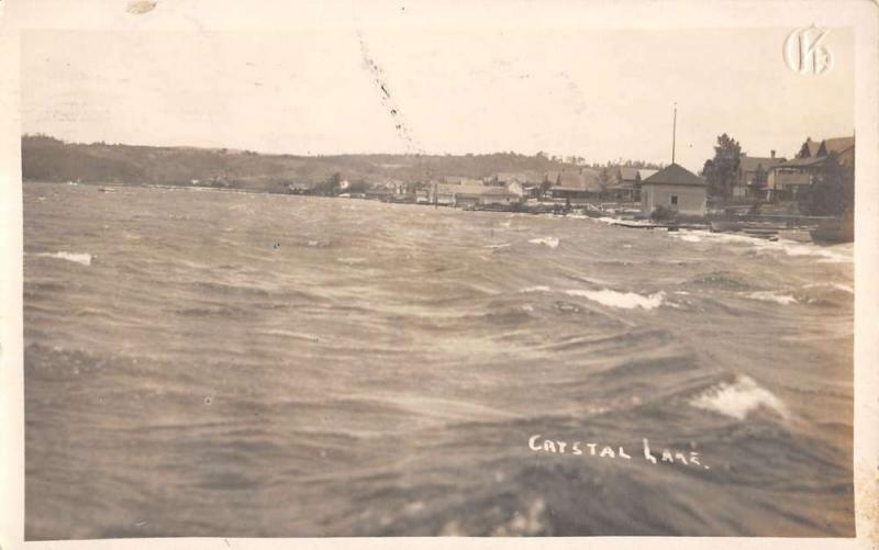 Crystal Lake Illinois? Water Waves Coast Real Photo Antique Postcard K17520