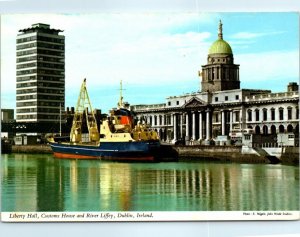 Postcard - Liberty Hall, Customs House and River Liffey - Dublin, Ireland