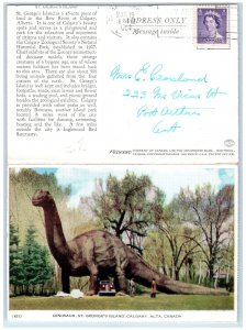 1954 Dinosaur St. George's Island Calgary Alberta Canada Fold Out Postcard