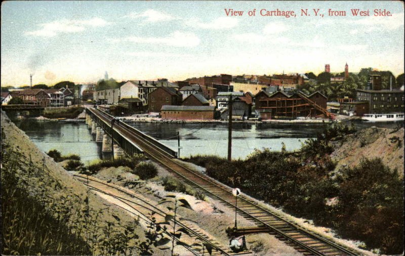 Carthage NY From West Side c1905 Postcard