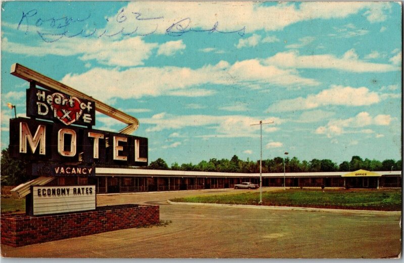 Heart of Dixie Motel Rt 1 Pike Road, Montgomery AL Vintage Postcard D08