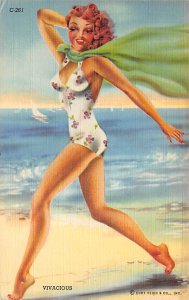 Bathing Beauty Post Card Vivacious Unused