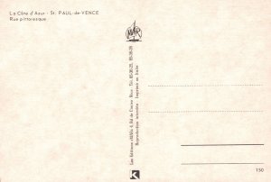 Vintage Postcard La Cote D'Azur St. Paul-De-Vence Rue Pittoresque France