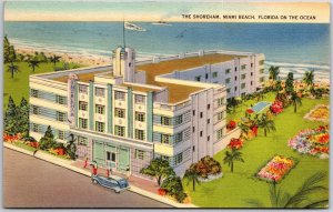 1939 The Shoreham Miami Beach Florida FL on the Ocean Bathing Beach Postcard