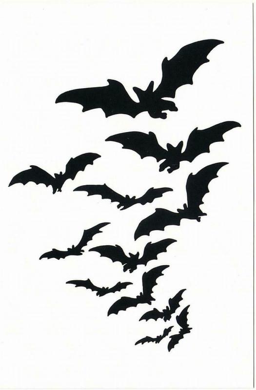 Halloween Bats in Flight Silhouette Postcard