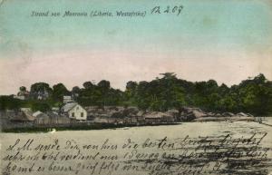 liberia, MONROVIA, Beach Scene with Houses (1907)