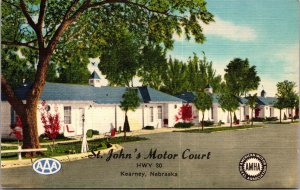 Linen Postcard St. John's Motor Court on Highway 30 in Kearney, Nebraska