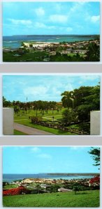 3 Postcards AGANA, GUAM ~ Harbor CIVILIAN HOSPITAL Plaza de Espana c1960s