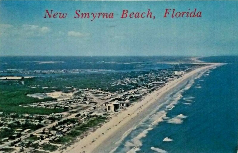 FL New Smyrna Beach Florida Aerial lkng North to Ponce de Leon inlet -town beach
