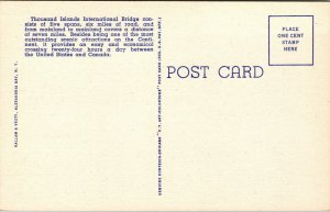 Thousand Islands International Bridge Crossing American Span NY Postcard