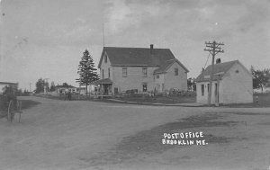 Brooklin ME Street View Store & Post Office Real Photo Postcard