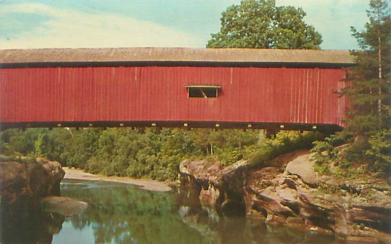 Marshall  Indiana Covered Bridge & Lusk Mill Site Turkey Run  Chrome Postcard