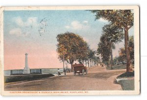 Portland Maine ME Postcard 1915-1930 Eastern Promenade & Cleeves Monument