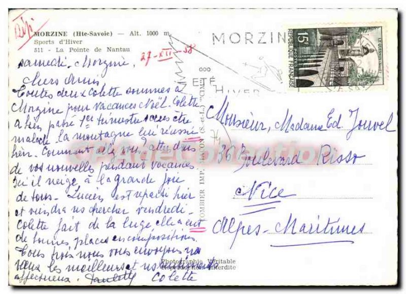 Postcard Modern Morzine Pointe De Nantau