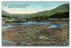 1922 Typical Scene In The Lumber District Of The Northwest Sandpoint ID Postcard