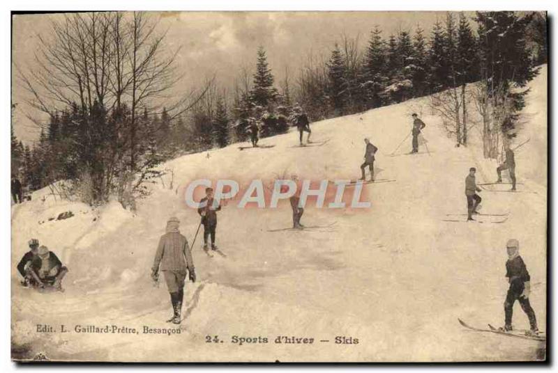 Old Postcard of Sports & # 39hiver skiing Tobogganing