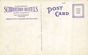 Advertising  SCHROEDER HOTELS In Wisconsin & Minnesota  ca1930's Linen Postcard 