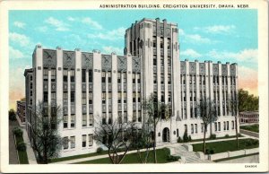 Vtg 1930 Administration Building Creighton University Omaha Nebraska NE Postcard