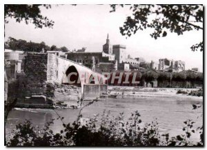Postcard Modern Avignon bridge St Benezet the Papal Palace and the Rhone