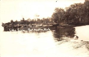 Port Austin Michigan Lake Huron Scene B/W Photo Vintage Postcard U5234