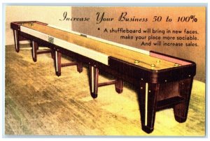 Shuffleboard New Faces Sociable Increase Sales Advertising Vintage Postcard