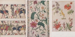 Sewing Needlework Tapestry Display Roman Horse Tree Flowers 3x Old Postcard s