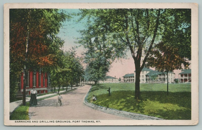 Fort Thomas Kentucky~Barracks & Drilling Grounds~Vintage Postcard