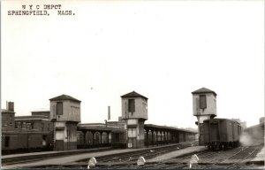 Vtg Springfield MA New York Central NYC Railroad Train Station Depot Postcard