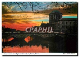 Modern Postcard Sunset over the River Liffey and Four Courts Dublin Ireland: