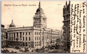 Central Criminal Court London England Historical Building Street View Postcard