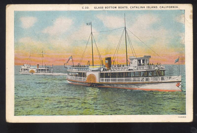 CATALINA ISLAND CALIFORNIA GLASS BOTTOM BOAT BOATS VINTAGE POSTCARD