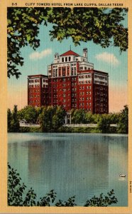 Texas Dallas Cliff Towers Hotel From Lake Cliffs Curteich