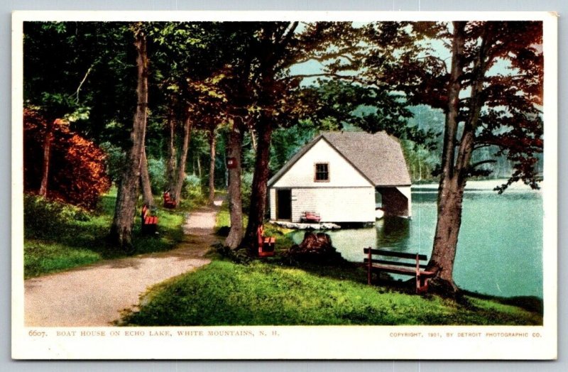 Echo Lake  White Mountains  New Hampshire  Postcard  c1907