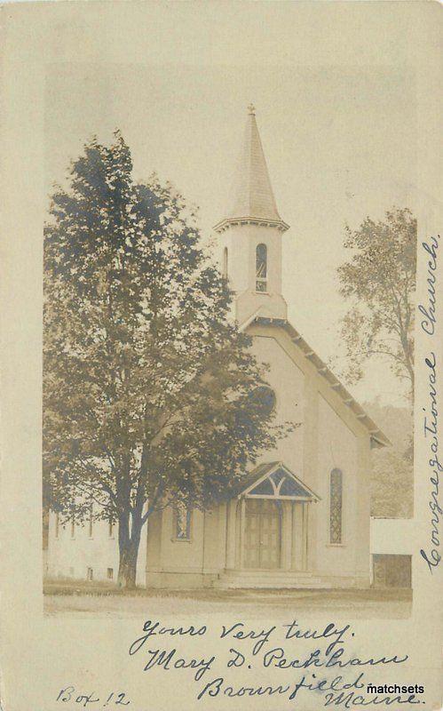 1908 Brownfield Maine Congregational Church RPPC Real Photo 9073x