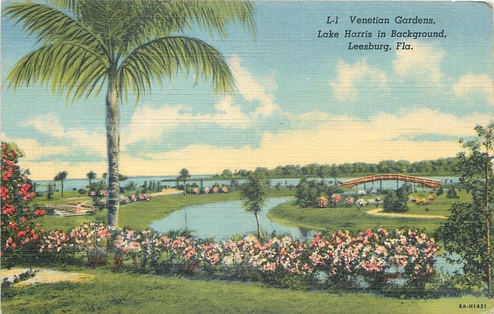 Leesburg Florida Venetian Gardens Lake Harris Bridge 1938 Linen