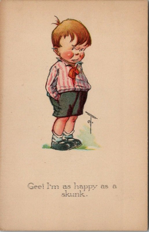 Charles Twelvetrees Valentine Boy Gee I'm Happy as A Skunk  Postcard U4