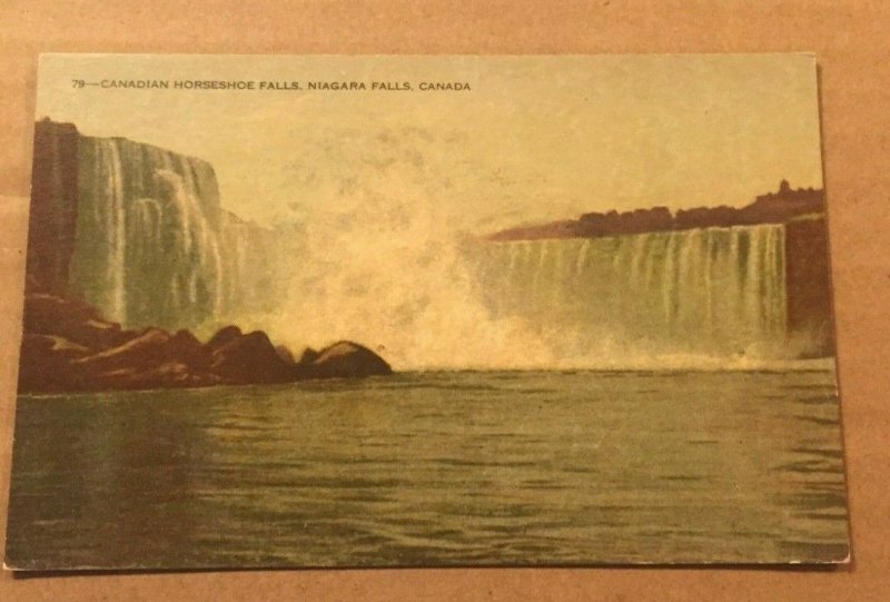 VINTAGE POSTCARD 1950 USED, CANADIAN HORSESHOE FALLS, NIAGARA FALLS, CANADA