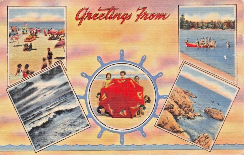 BEACH & NAUTICAL SCENES~LOT OF 3 POSTCARDS 1940s GREETINGS FROM FILL IN BLANK