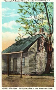 Vintage Postcard 1920's Washington's Surveying Office on Farm Fredericksburg VA