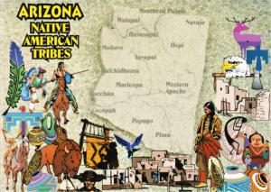 Postcard of Arizona Native American Tribes Map