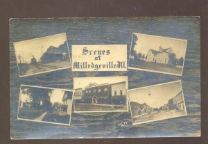 RPPC MILLEDGEVILLE ILLINOIS RAILROAD DEPOT MULTI VIEW REAL PHOTO POSTCARD